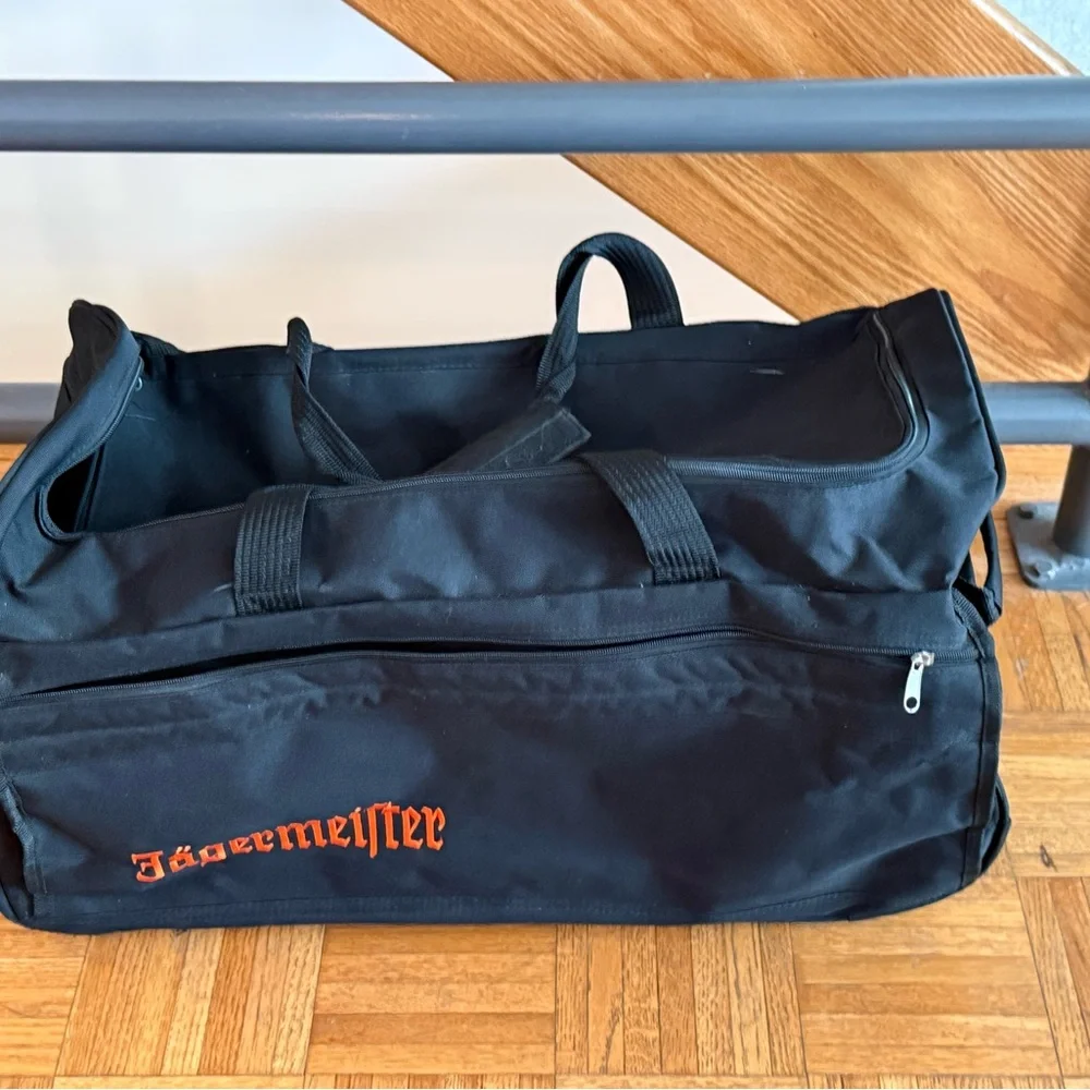 Jagermeister Jager Rolling Suitcase Duffle Black & Orange Duffel Bag